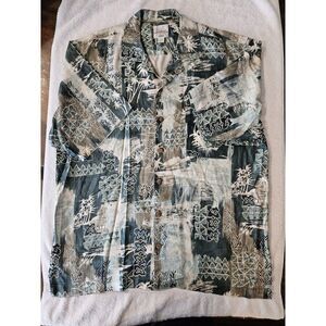 Vintage Tommy Bahama Relax Button Up Short Sleeve 100% Silk Floral Shirt Size M‎